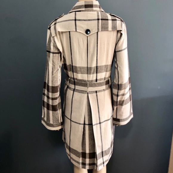 "Jen" Plaid Trenchcoat with Belt - Picture 2 of 5